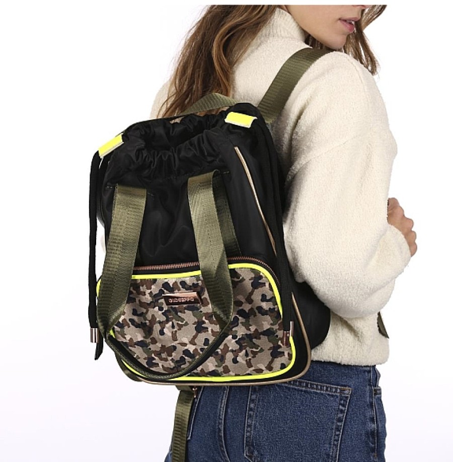 Bolsos GIOSEPPO | Gioseppo Motala Negro Camuflaje Bolso Mochila