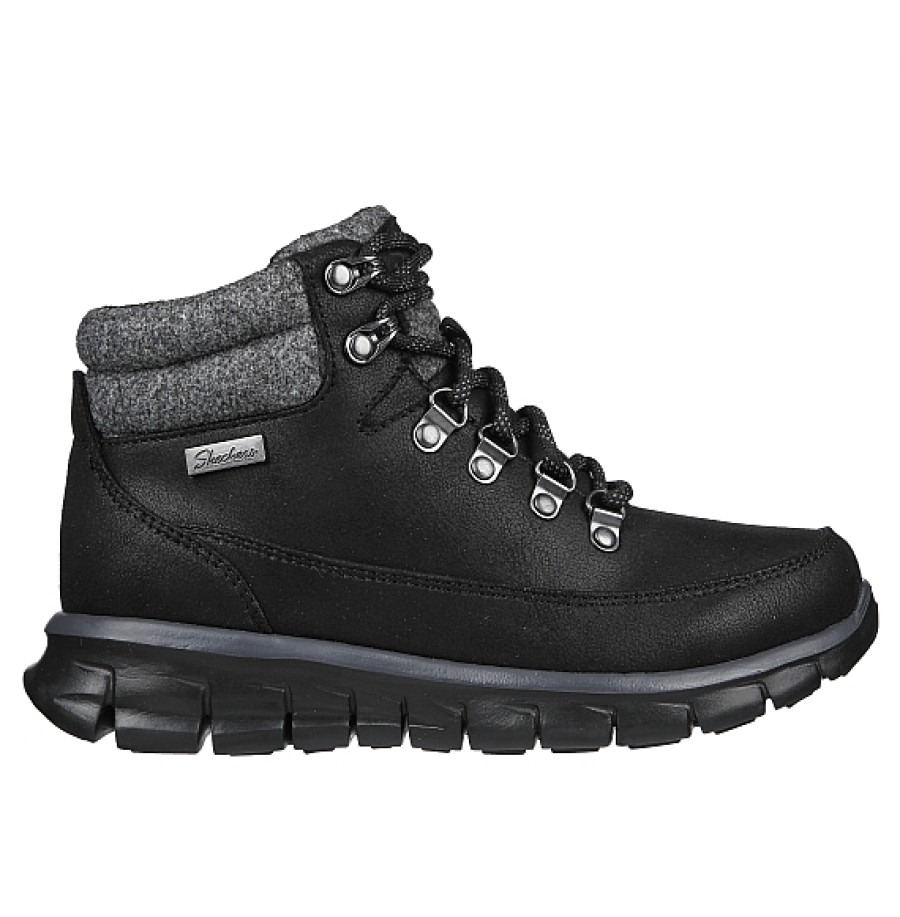 Mujer SKECHERS | Negra Bota Cordones Water Repellent Skechers Synergy - Cool Seeker