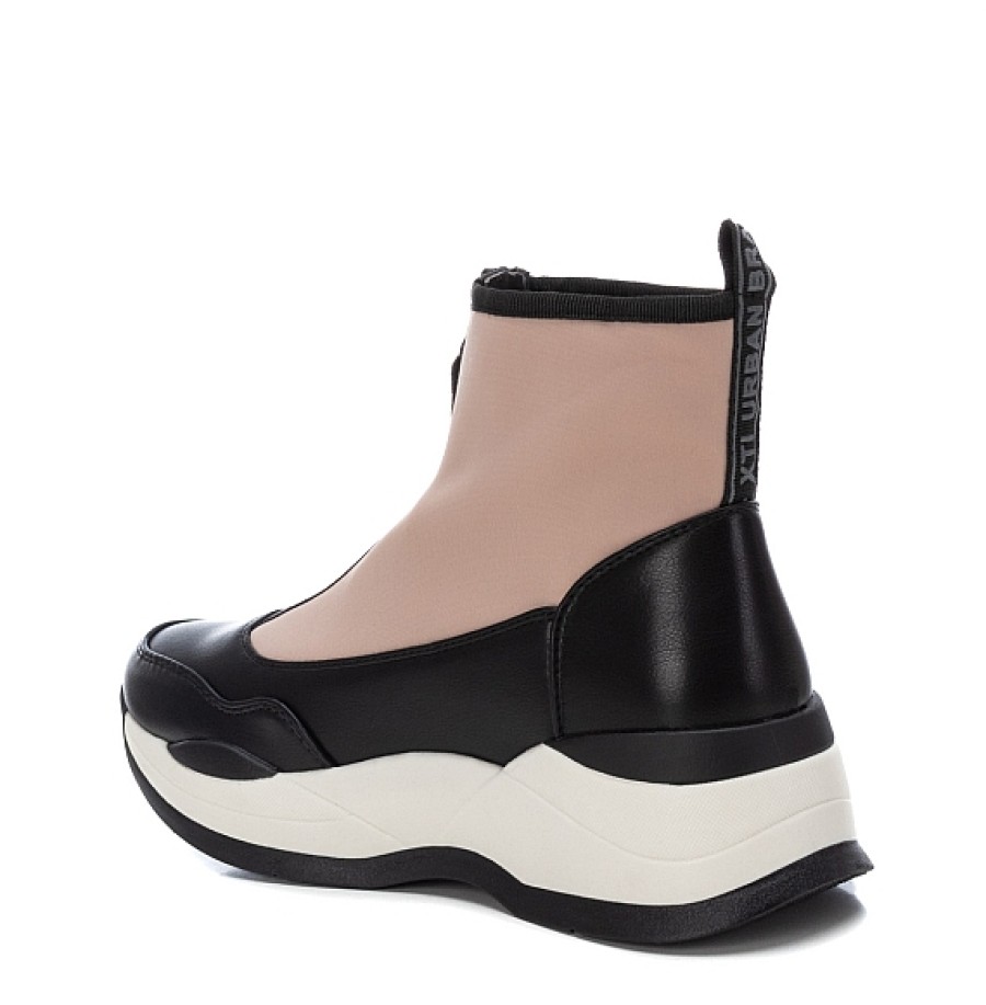 Mujer XTI Footwear | Taupe Negro Botin Deportivo Cremallera Delantera