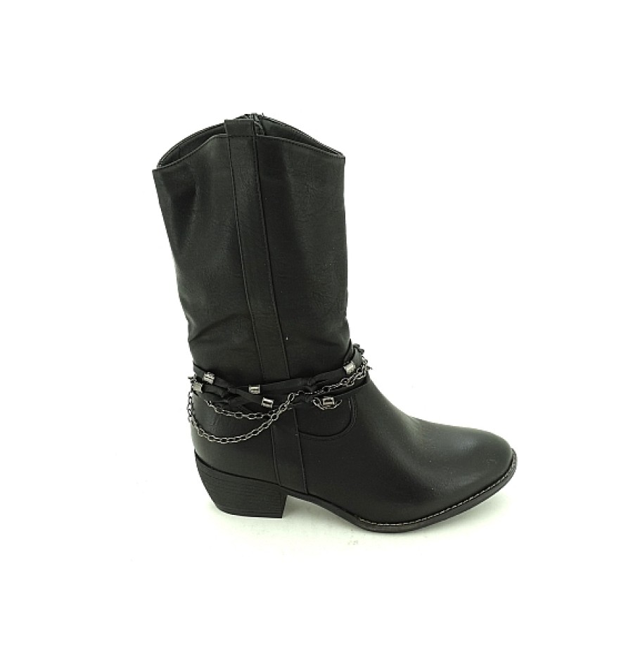 Mujer MOTIVE | Bota Campera Tacon Medio Cadenas Con Cremallera