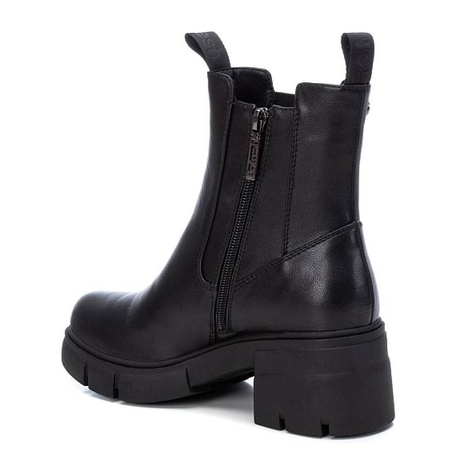 Mujer REFRESH SHOES | Negro Botin Chelsea Tacon Ancho Con Cremallera