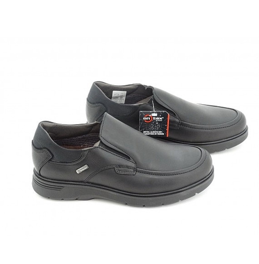 Hombre HIMALAYA | Negro Piel Zapato Mocasin Elasticos Tex