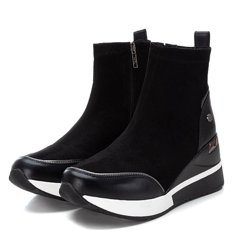 Mujer XTI Footwear | Negro Botin Cuna Elastico Antelina