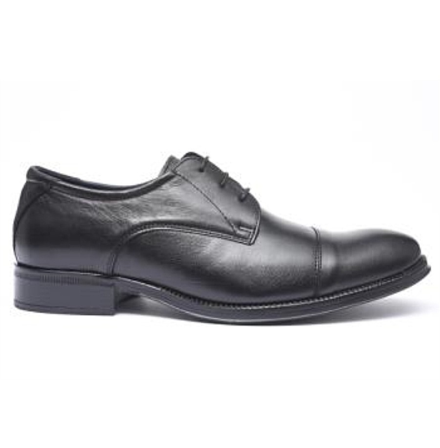 Hombre BAERCHI | Negro Piel Zapato Cordones Puntera