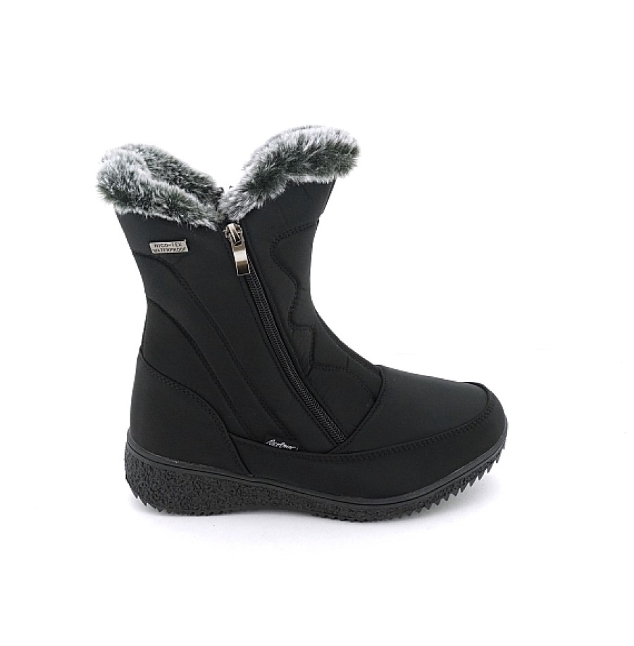 Mujer NICOBOCO | Negra Bota Impermeable Cremalleras Forro Pelo Nico-Tex