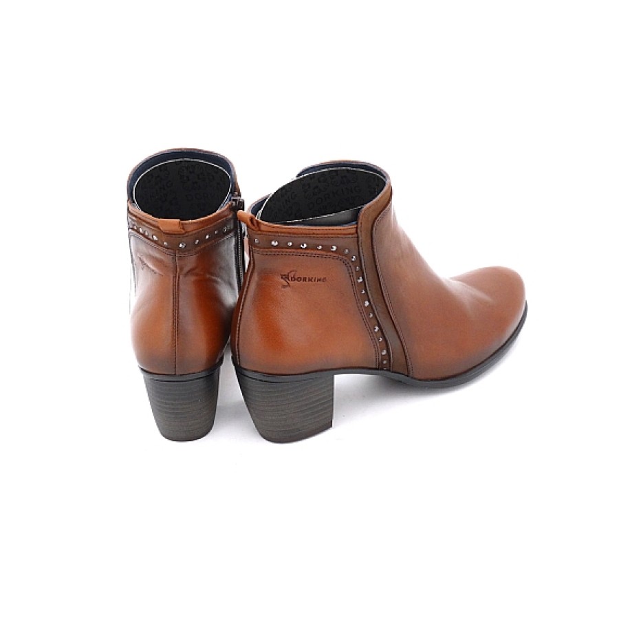 Mujer FLUCHOS | Botin Piel Con Tacon Dorking Tachas Lateral