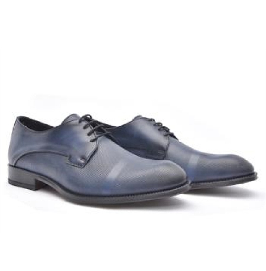 Hombre BAERCHI | Azul Zapato Cordones Detalle Laser