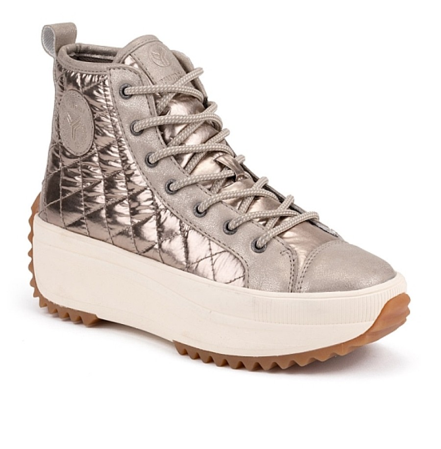 Mujer YUMAS | Champan Sneaker Abotinada Cordones Acolchado Yumas Madelein