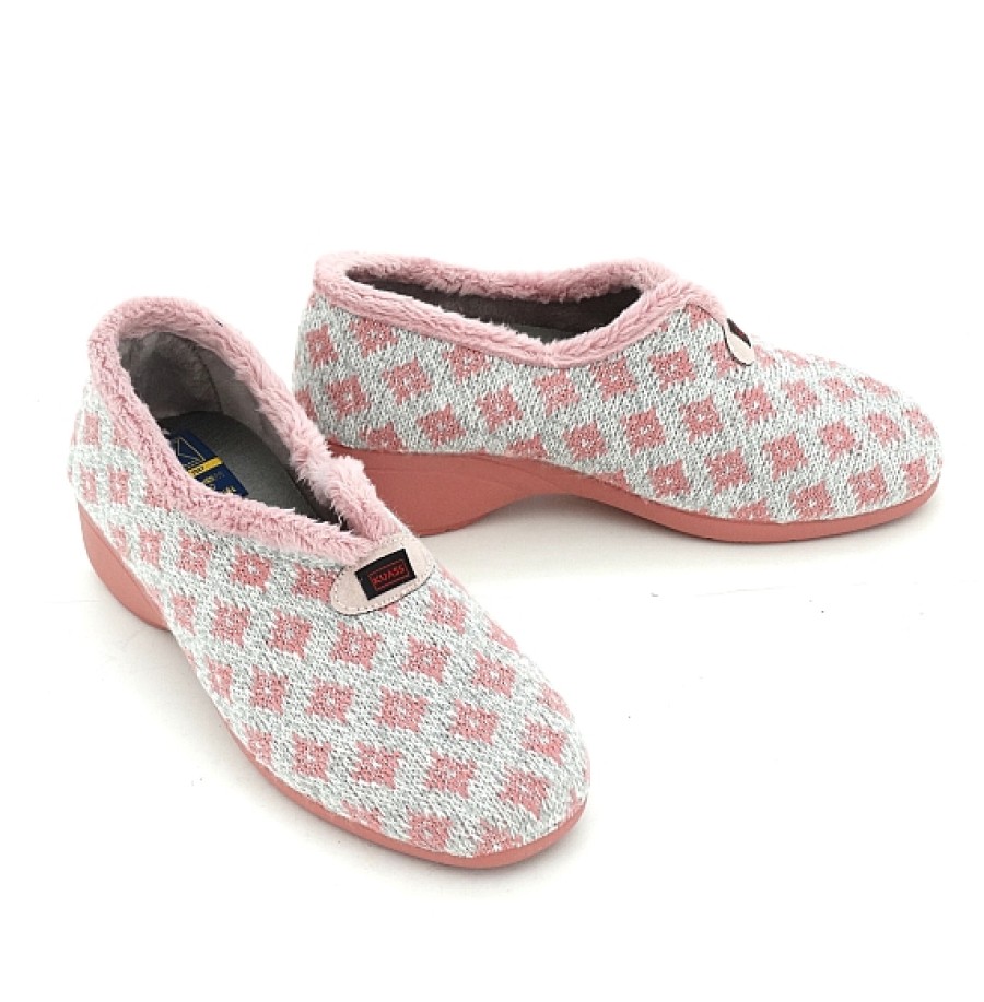 Mujer MOTIVE | Gris Rosa Zapatilla Casa Cerrada Punto Con Cuna