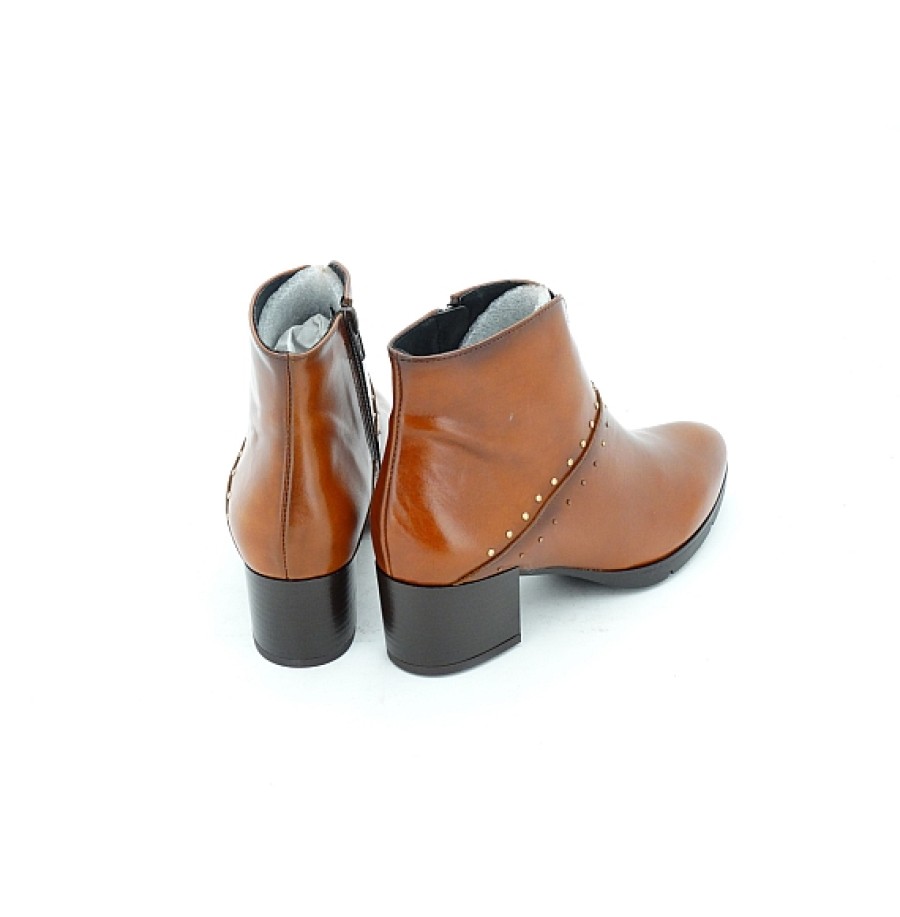 Mujer BARMINTON | Botin Piel Mujer Tachas Metalicas Empeine