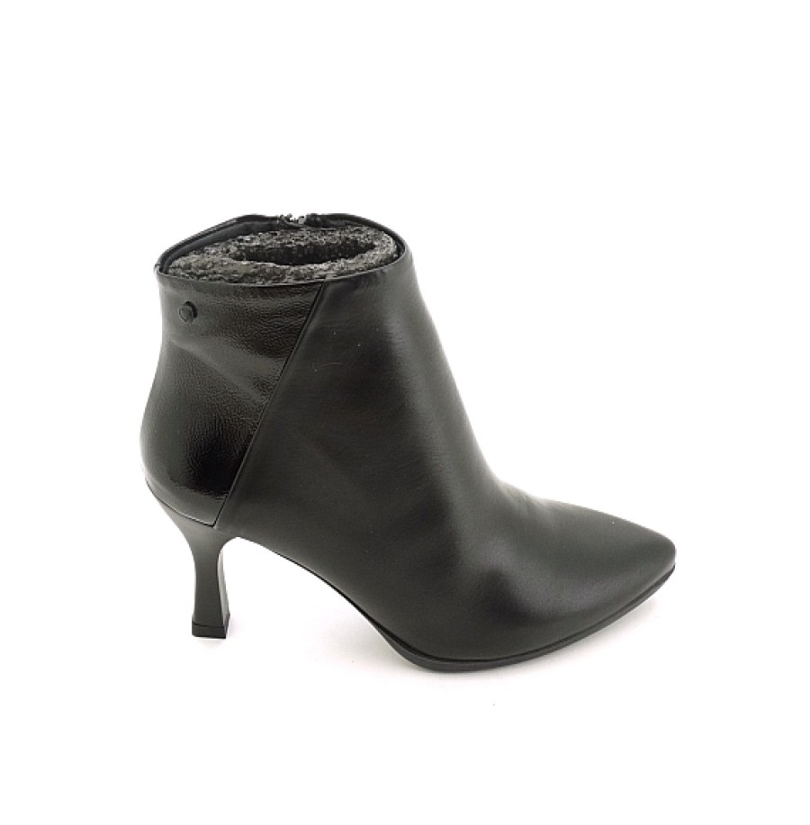 Mujer DESIRÉE | Negro Botin Piel Trasera Charol Tacon Fino