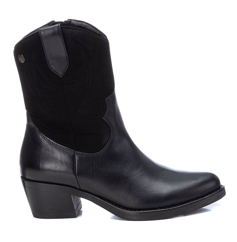 Mujer XTI Footwear | Negro Botin De Estilo Cowboy Con Cremallera