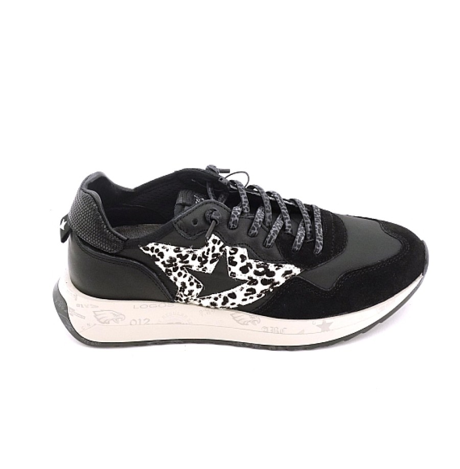 Mujer CETTI | Negra Sneaker Estrella Leopardo Cetti