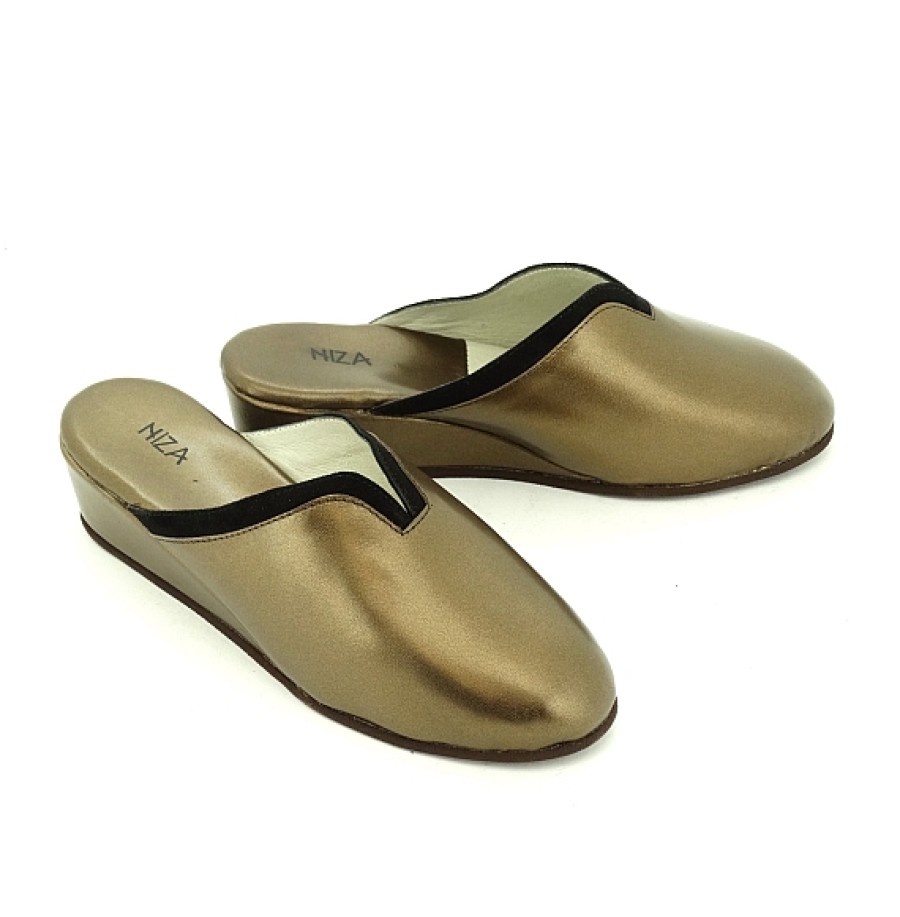 Mujer GUELMI | Piel Bronce Zapatilla Casa Abierta Pico Con Cuna