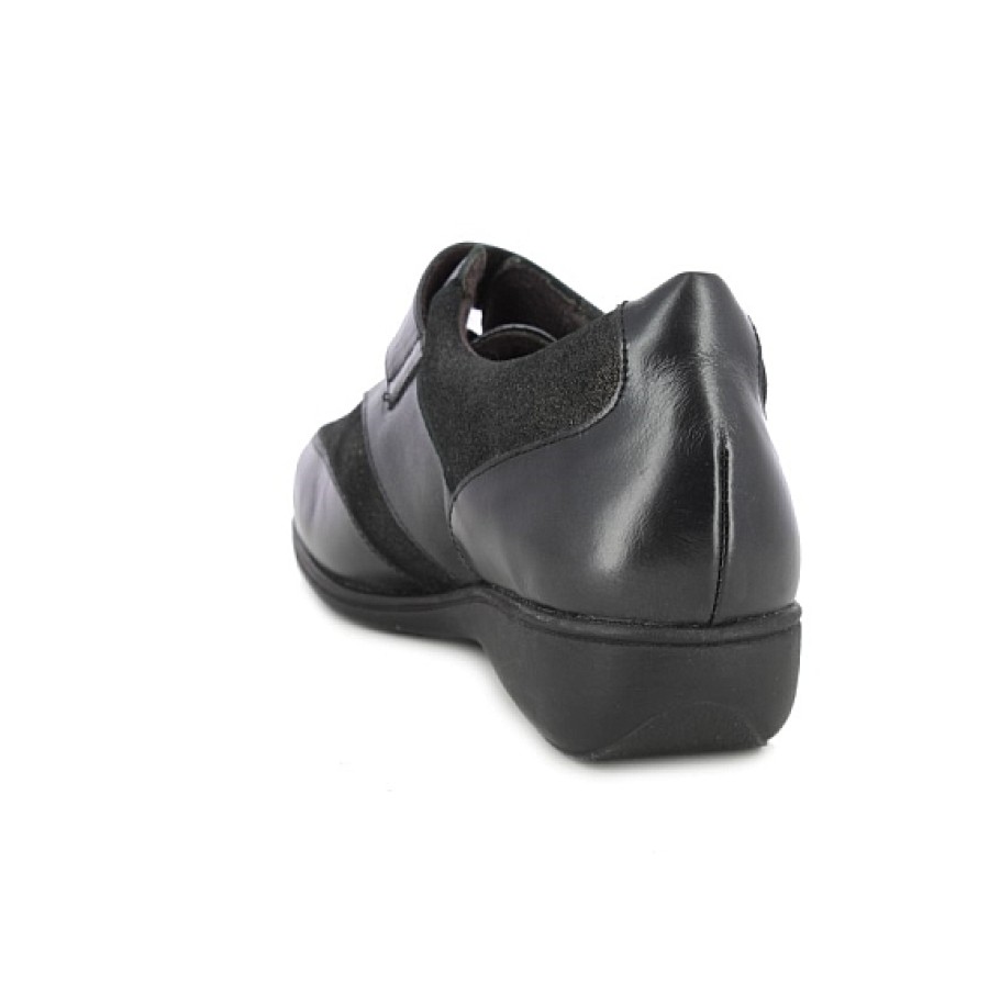 Mujer DR.CUTILLAS | Combi Negro Zapato Ancho Velcro Plantilla Extraible