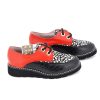 Mujer NIVAL | Negro Rojo Animal Print Zapato Cordon Ojeteros