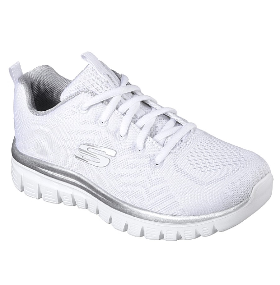 Mujer SKECHERS | Blanco Plata Deportivo Skechers Graceful - Get Connected