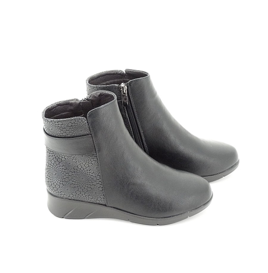 Mujer DAVINIA | Negro Botin Talon Grabado