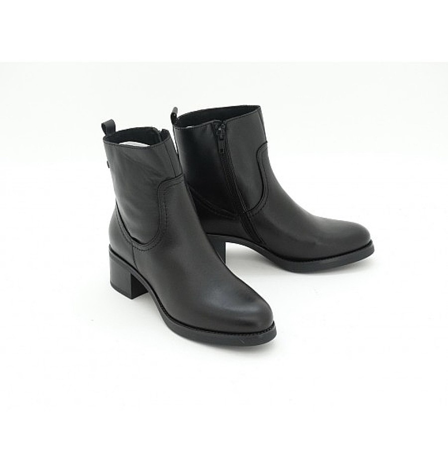 Mujer TARKE | Negro Botin Liso Piel Tacon Ancho