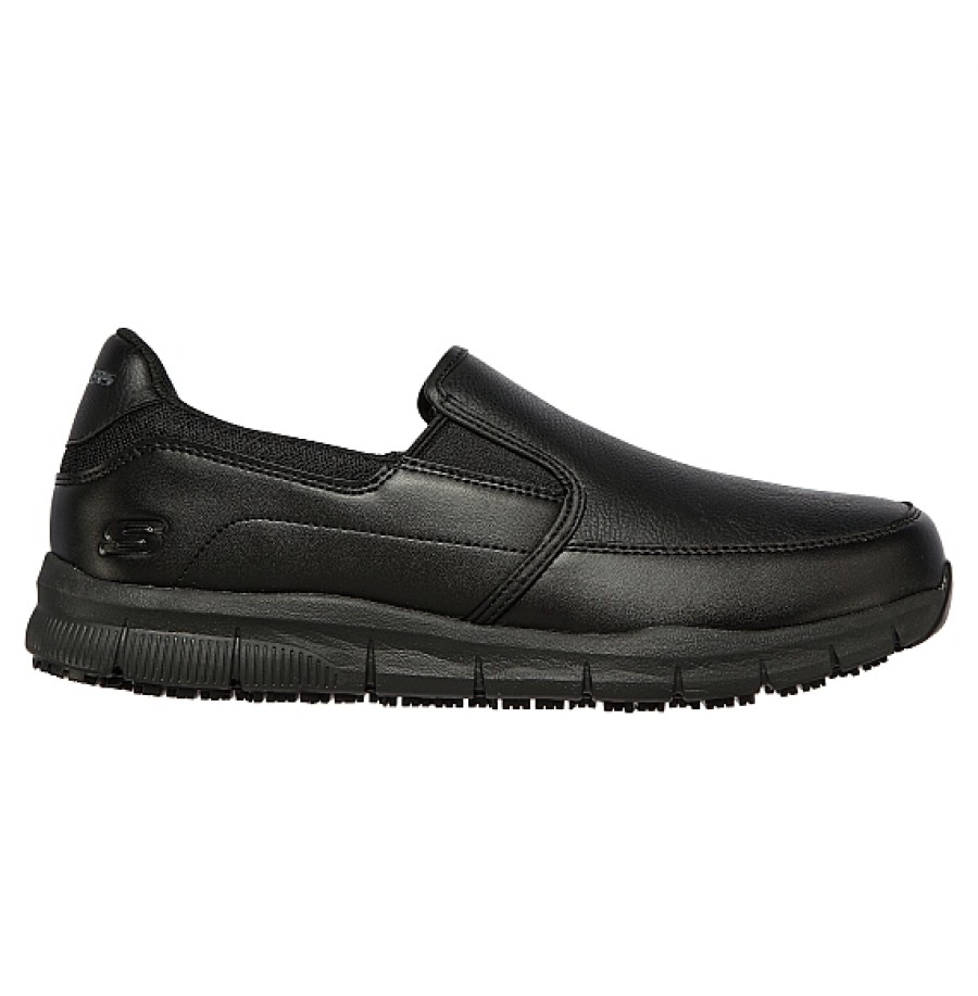 Hombre SKECHERS | Negro Zapato Elasticos Trabajo Skechers Work Relaxed Fit