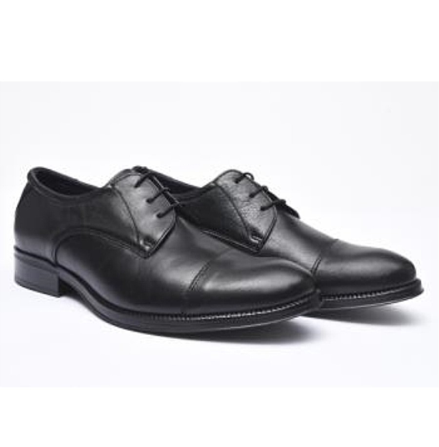 Hombre BAERCHI | Negro Piel Zapato Cordones Puntera