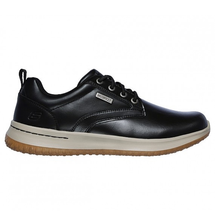 Hombre SKECHERS | Negro Zapato Deportivo Waterproof Skechers Delson