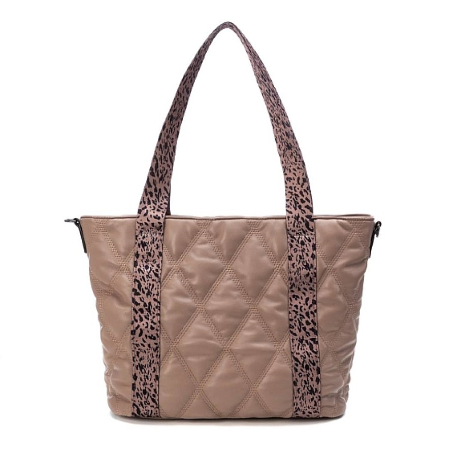 Bolsos REFRESH SHOES | Taupe Bolso Shopper Acolchado 2 Asas Y Bandolera