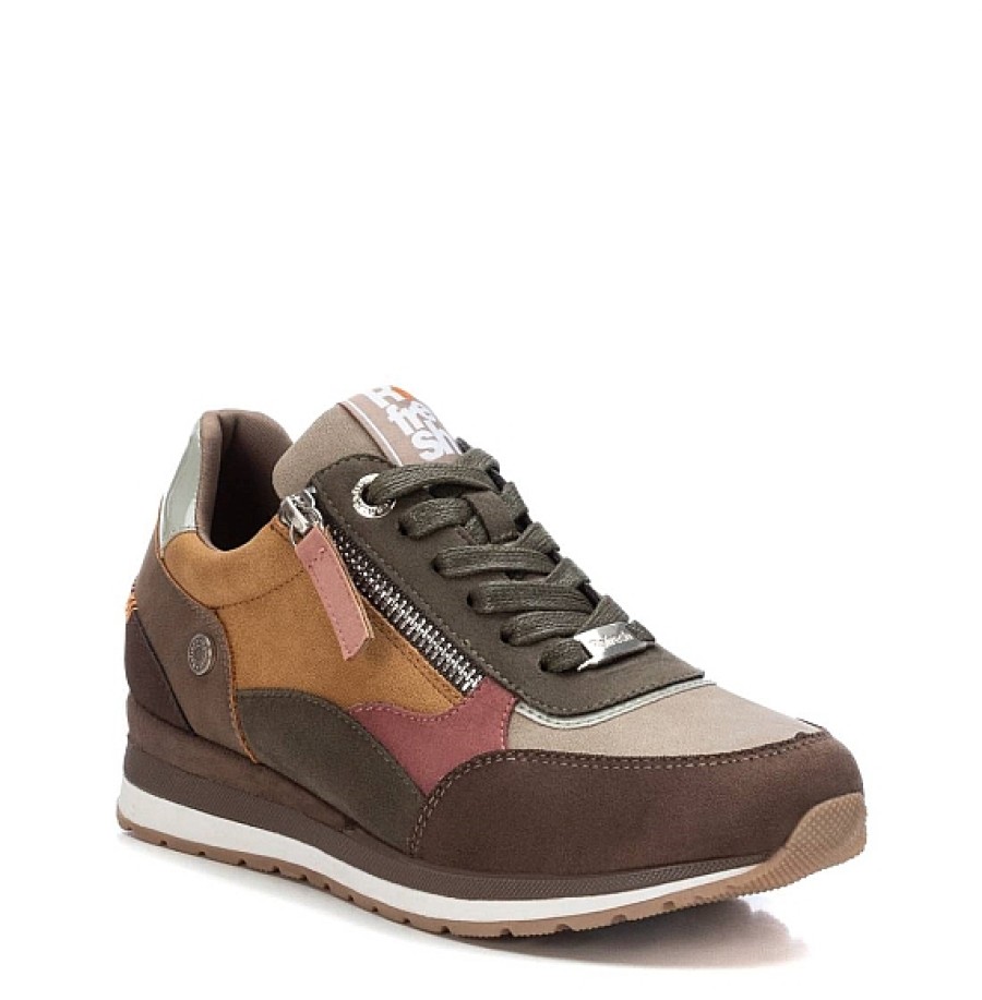 Mujer REFRESH SHOES | Sneaker Cremallera Combi Multicolor Marron Panama