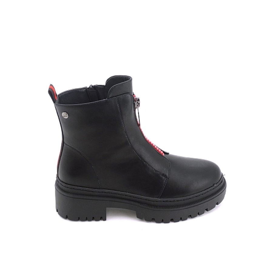 Mujer ISTERIA | Negro Botin Cremallera Roja