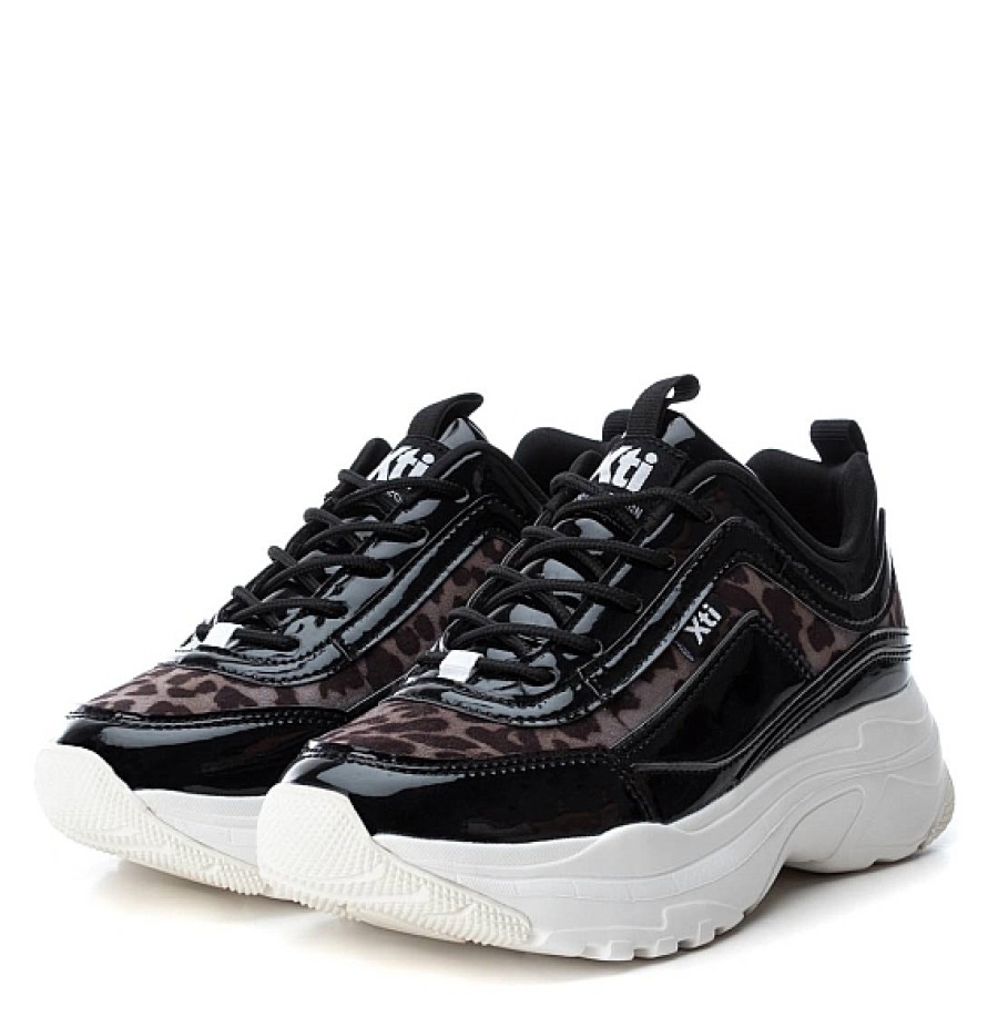 Mujer XTI Footwear | Sneaker Charol Detalles Leopardo Piso Volumen