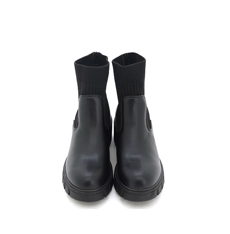 Mujer ISTERIA | Negro Botin Calcetin Tacon Ancho