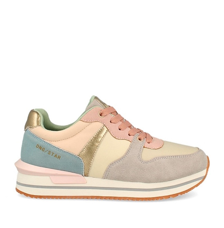 Mujer D'ANGELA | Multicolor Pastel Sneaker Cordones