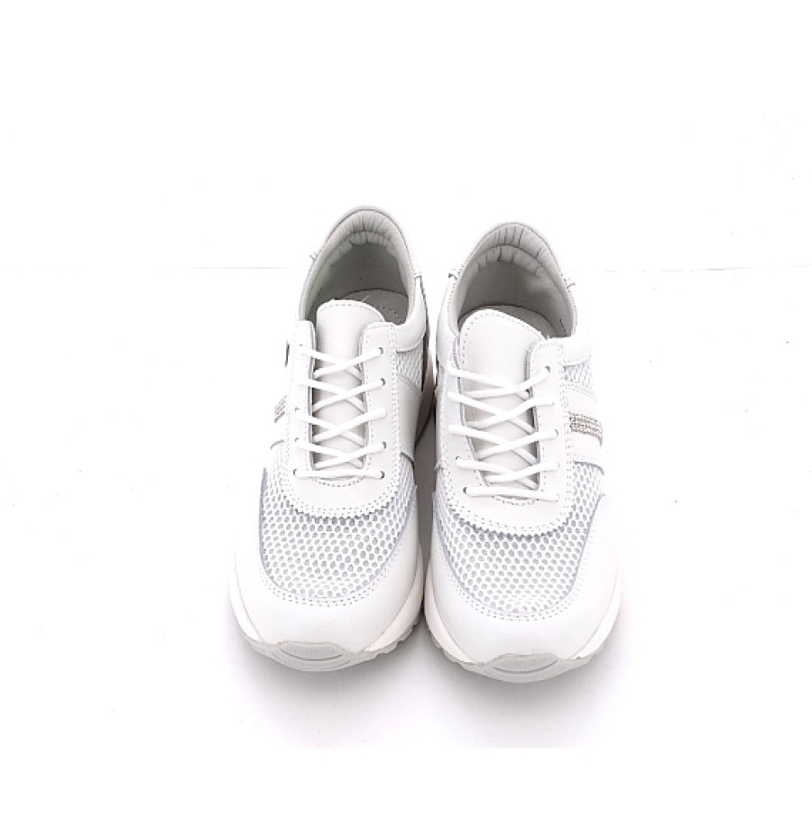 Mujer D'ANGELA | Blanca Sneaker Rejilla Cuna Con Cordones