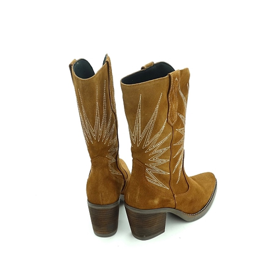 Mujer NIZAyZAS | Bota Campera Dallas Serraje Pespuntes Estrella