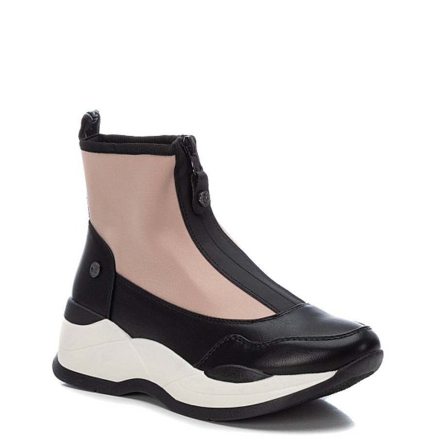 Mujer XTI Footwear | Taupe Negro Botin Deportivo Cremallera Delantera