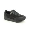 Mujer D'ANGELA | Negro Zapato Deportivo Cordones Strass 2 Cremalleras