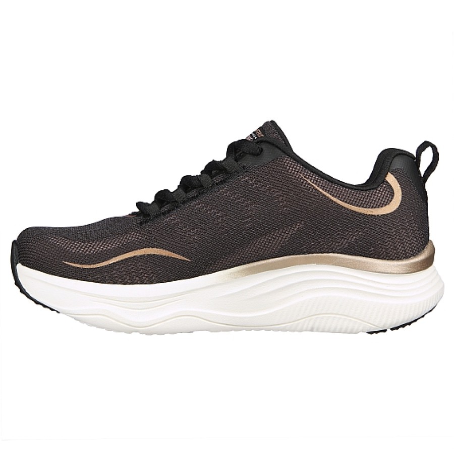 Mujer SKECHERS | Negro Oro Deportivo Skechers Relaxed Fit Dlux Fitness