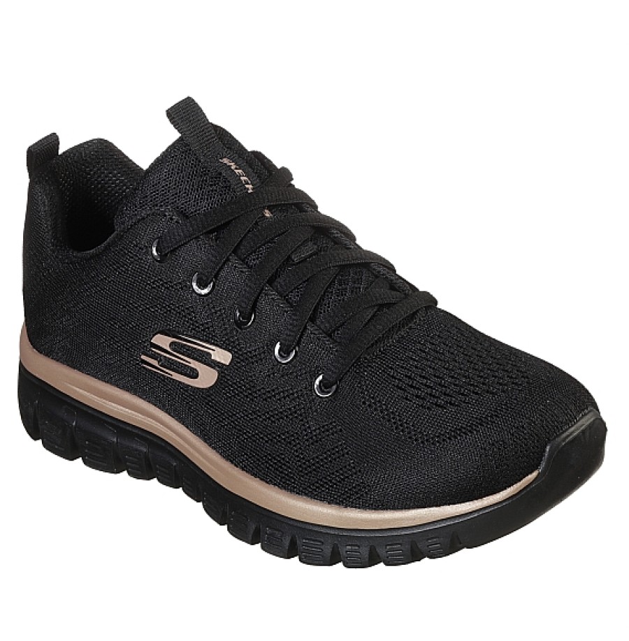 Mujer SKECHERS | Negro Oro Deportivo Skechers Graceful - Get Connected