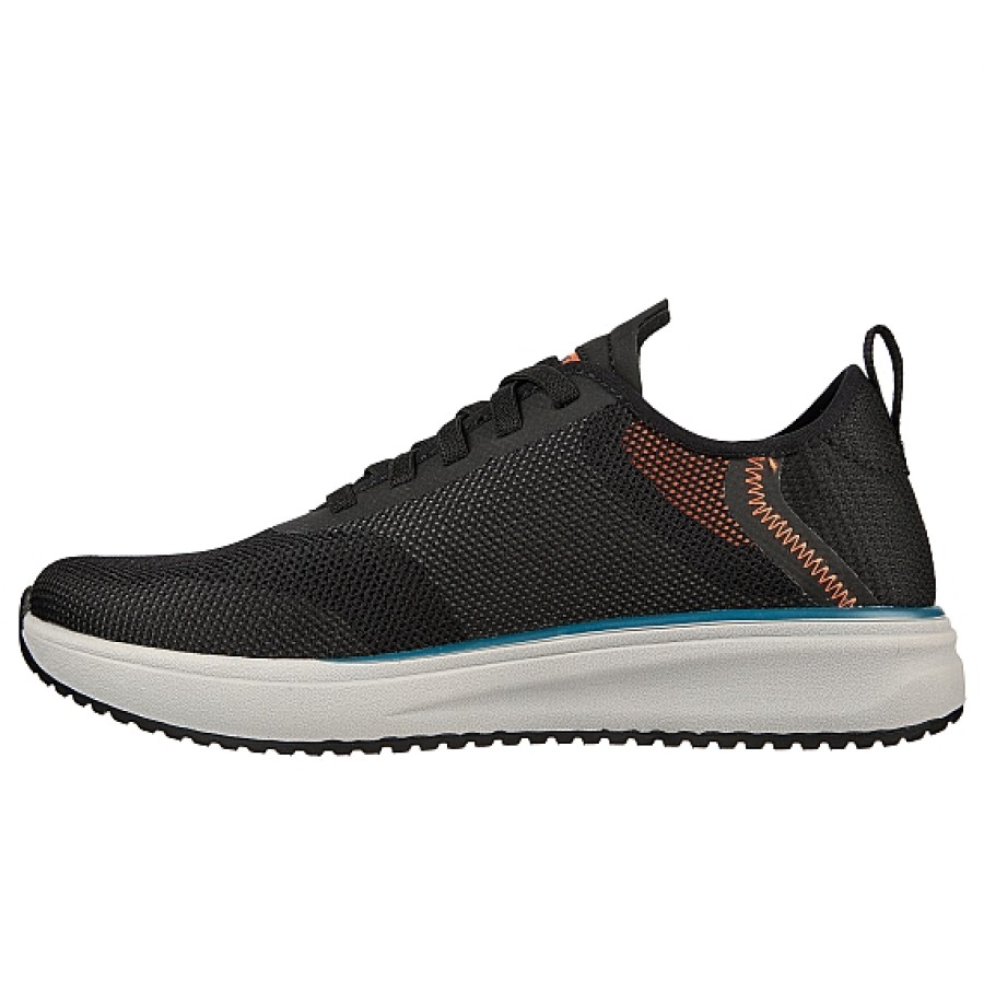 Hombre SKECHERS | Negra Zapatilla Cordon Elastico Skechers Relaxed Fit