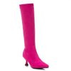 Mujer XTI Footwear | Fucsia Bota Alta Antelina Elastica Con Tacon Fino Y Punta