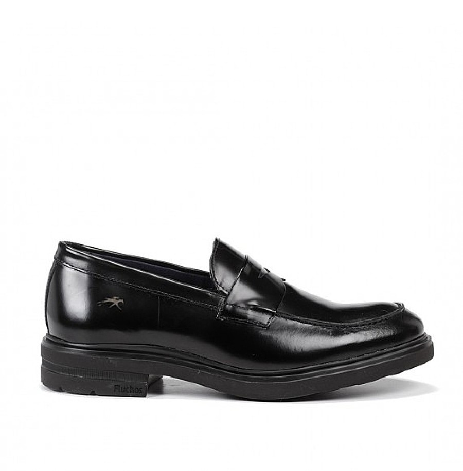 Hombre FLUCHOS | Zapato Mocasin Piel Negro Belgas Fluchos