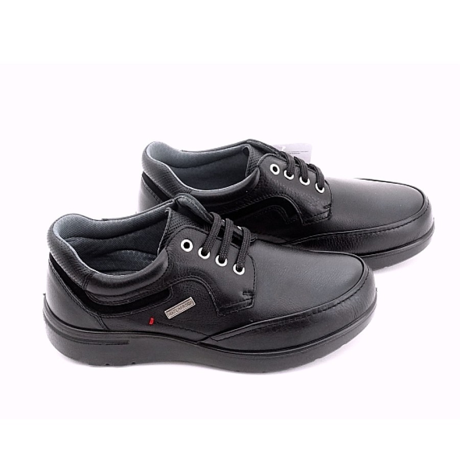 Hombre LAURA AZAÑA-LUISETTI | Negro Zapato Sport Piel Cordones Waterproof