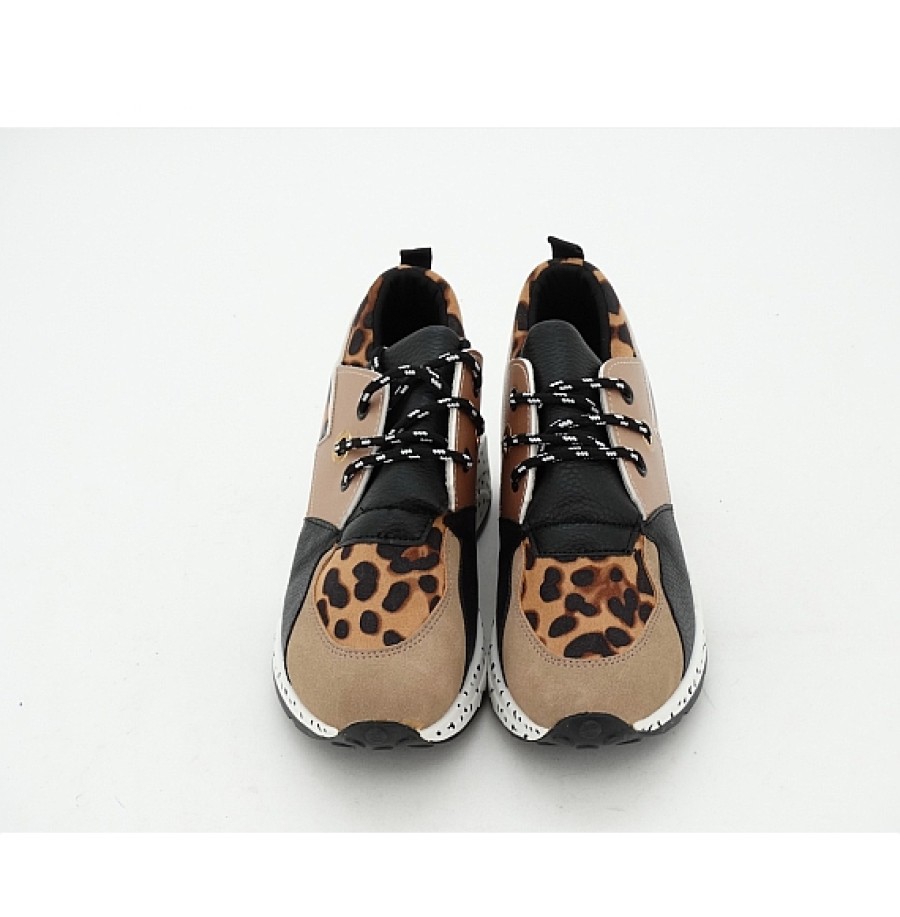 Mujer N'AMORE | Leopardo Sneaker Cuna Cordones Piezas Combinadas