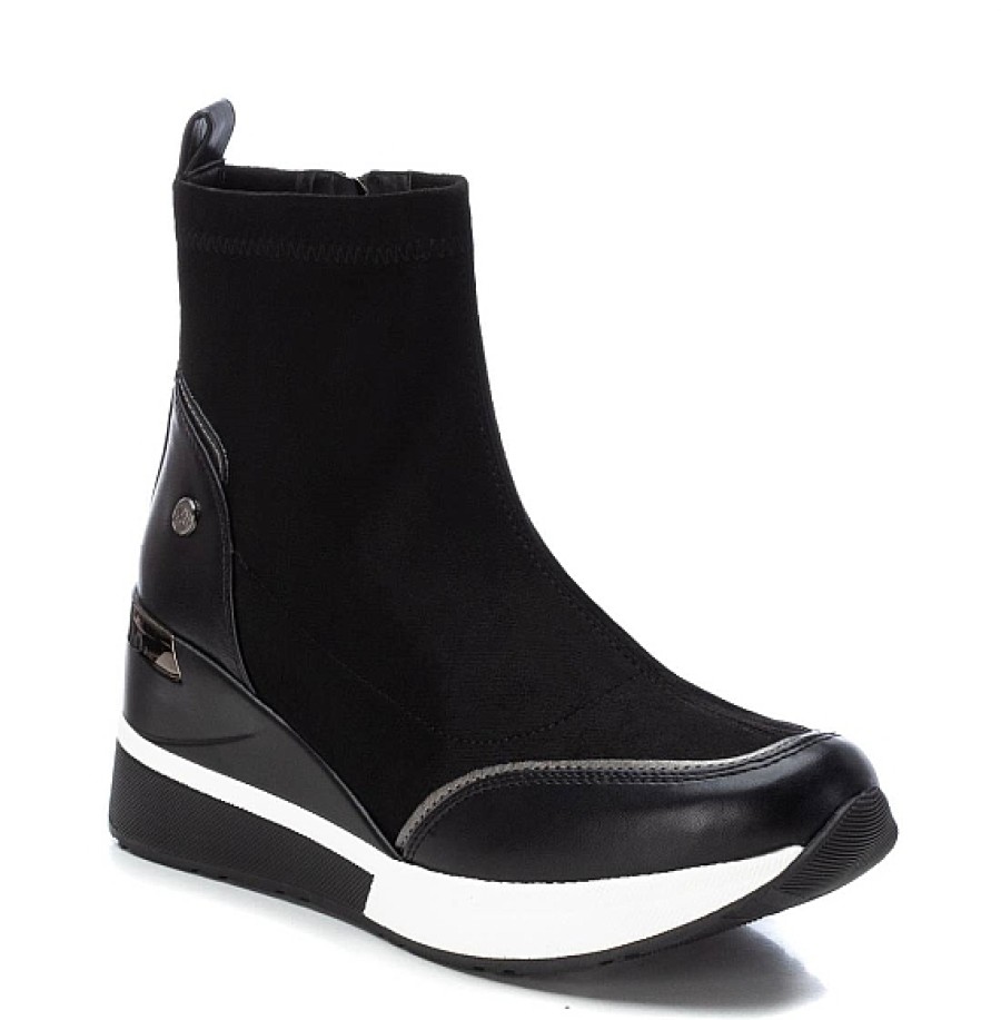 Mujer XTI Footwear | Negro Botin Cuna Elastico Antelina