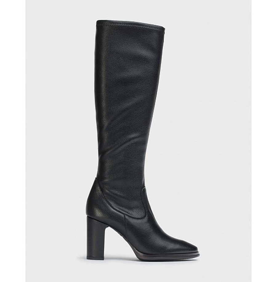 Mujer WONDERS | Bota Piel Negra Con Tacon Garbi Wonders