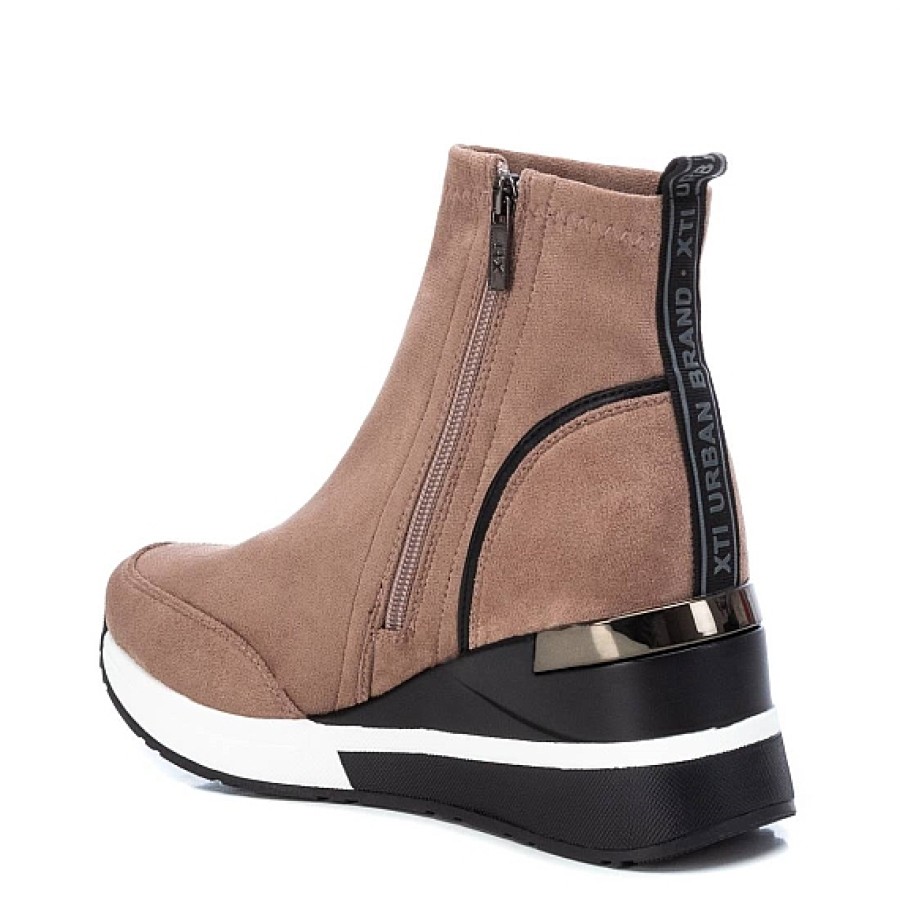 Mujer XTI Footwear | Botin Antelina Con Cuna Deportiva Y Cremallera