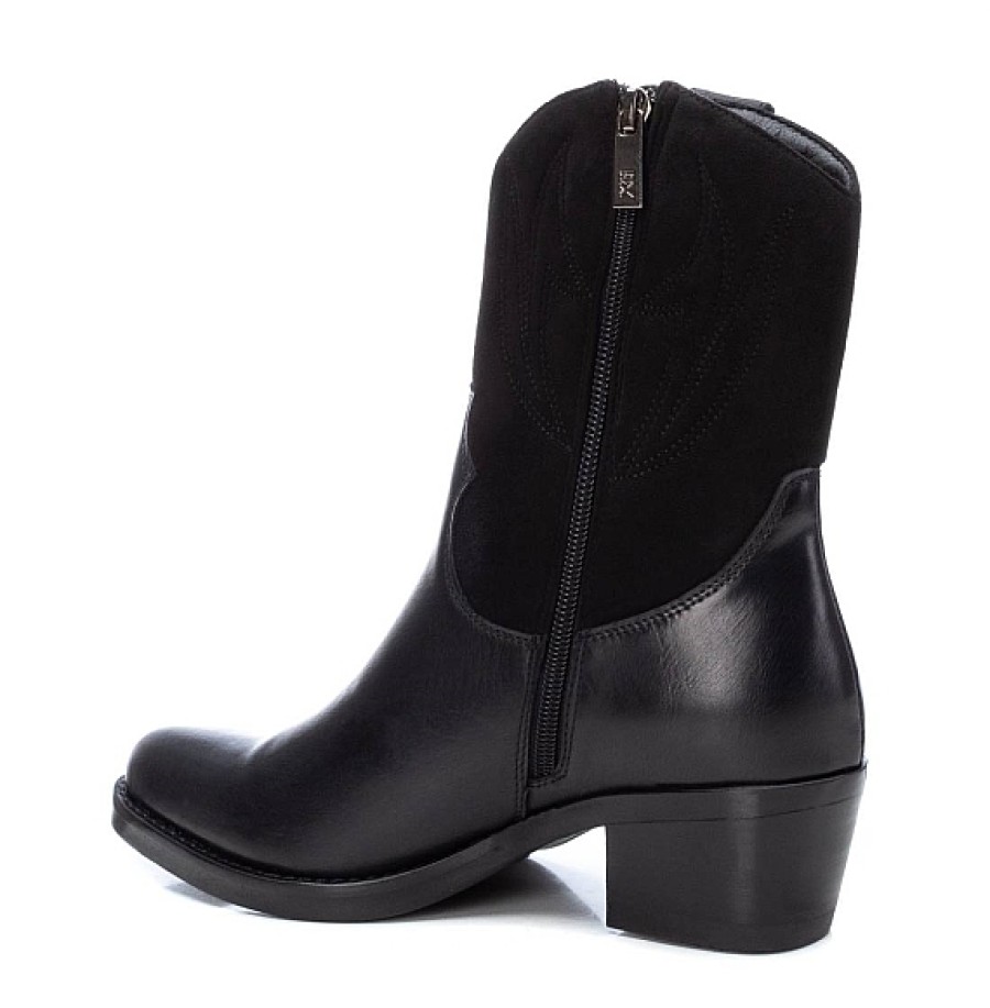 Mujer XTI Footwear | Negro Botin De Estilo Cowboy Con Cremallera