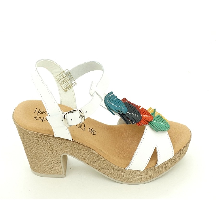 Mujer JOR COLECCION | Sandalia Piel Plataforma Hojas Multicolor