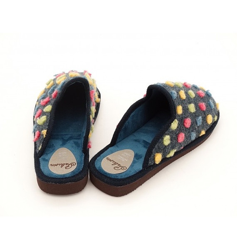 Mujer PELUSIN | Azul Zapatilla Casa Puntos Multicolor