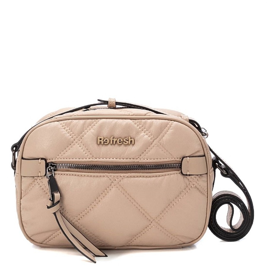 Bolsos REFRESH SHOES | Beig Bolso Bandolera Pespuntes Cremalleras Refresh